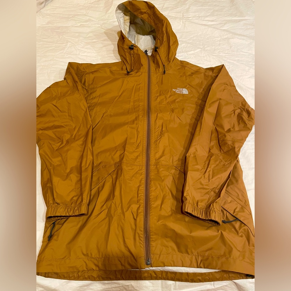 NorthFace men’s small rain jacket-tan color- worn once